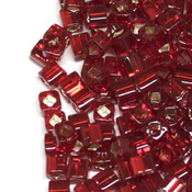 Кубический бисер TOHO (ТОХО) Куб 3мм красный с серебряной серединкой (25C)