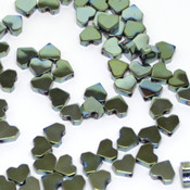 Бусины из натурального камня Гематит бусины сердечки Зеленый металлик